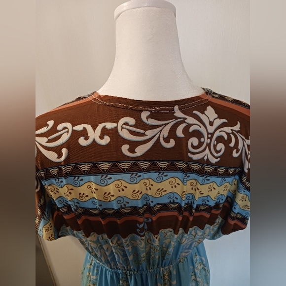 Maxi Indie Dress/Cover Up Womens One Size Elastic Waist Coastal Pre-owned - Picture 9 of 9